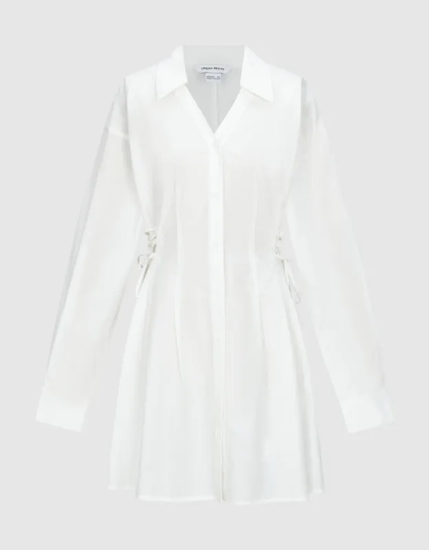 Lace Up Side Skater Shirt Dress sold by Urban Revivo