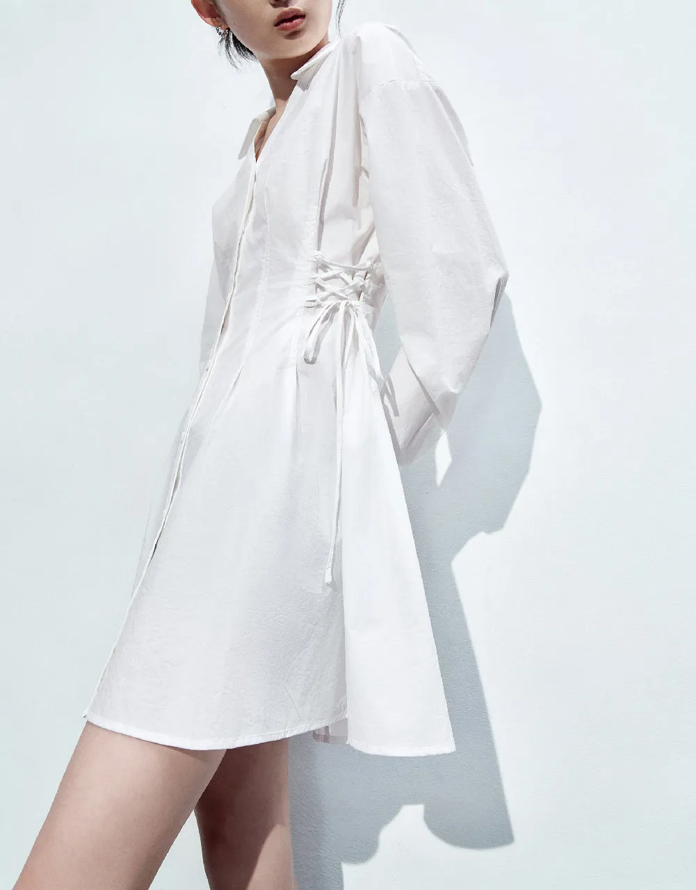 Lace Up Side Skater Shirt Dress sold by Urban Revivo product image thumbnail 3