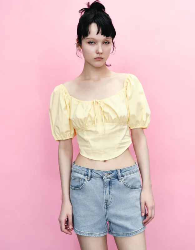 Puff Sleeve Crew Neck Overhead Shirt sold by Urban Revivo