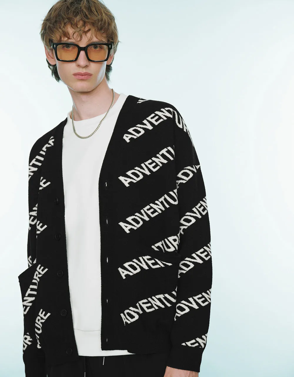 Monogram V-Neck Knitted Cardigan sold by Urban Revivo product image thumbnail 4