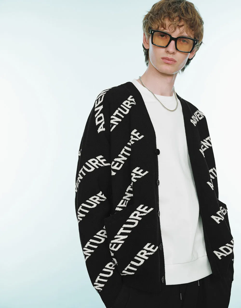 Monogram V-Neck Knitted Cardigan sold by Urban Revivo product image thumbnail 2