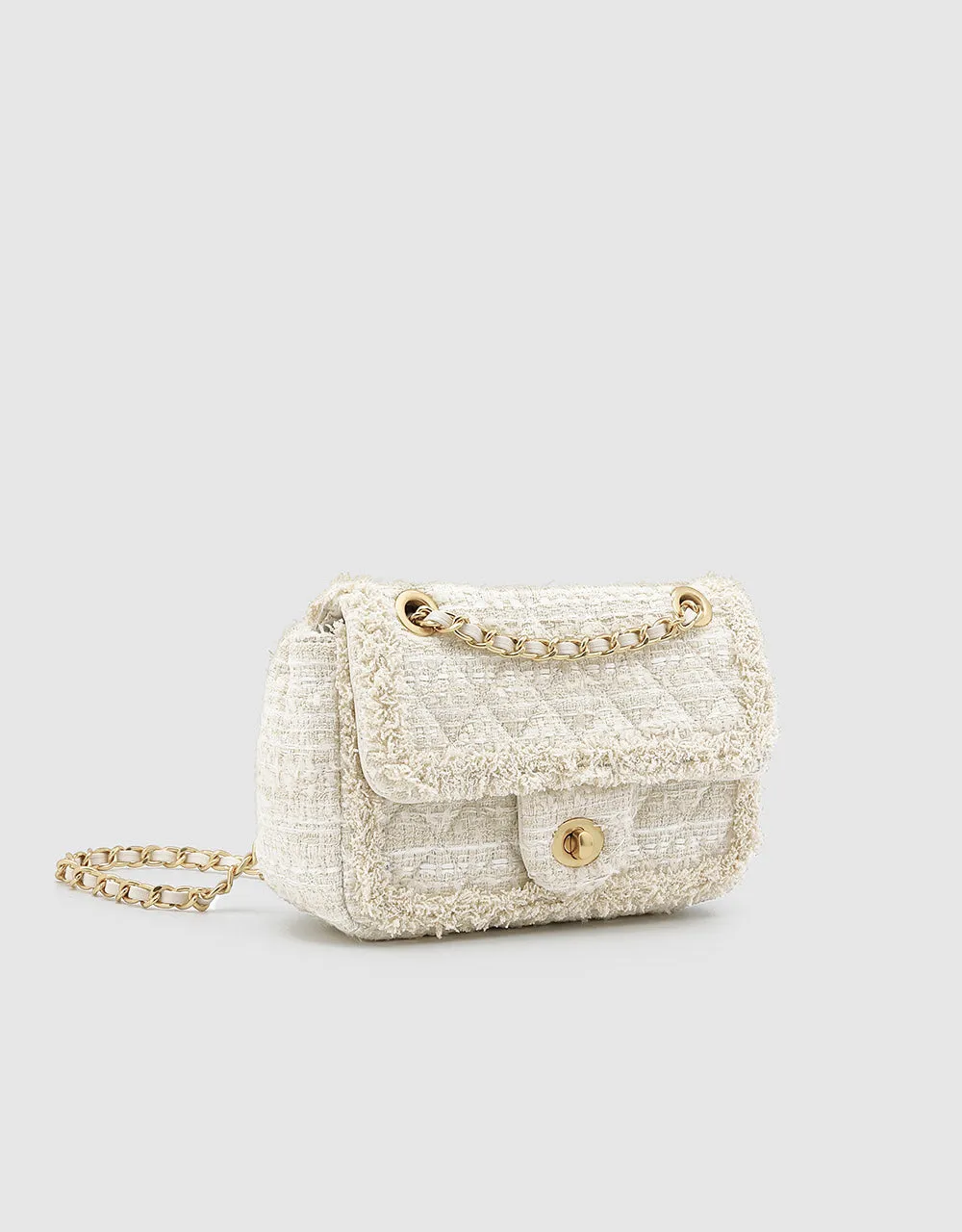 Raw Trim Quilted Flap Shoulder Bag sold by Urban Revivo product image thumbnail 2