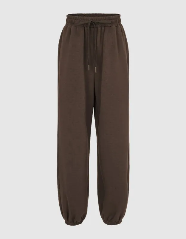 Drawstring Waist Knitted Jogger Pants sold by Urban Revivo