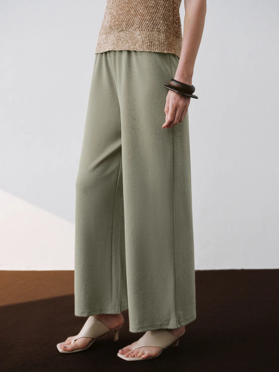 Elastic Waist Wide-Leg Pants sold by Urban Revivo product image thumbnail 3