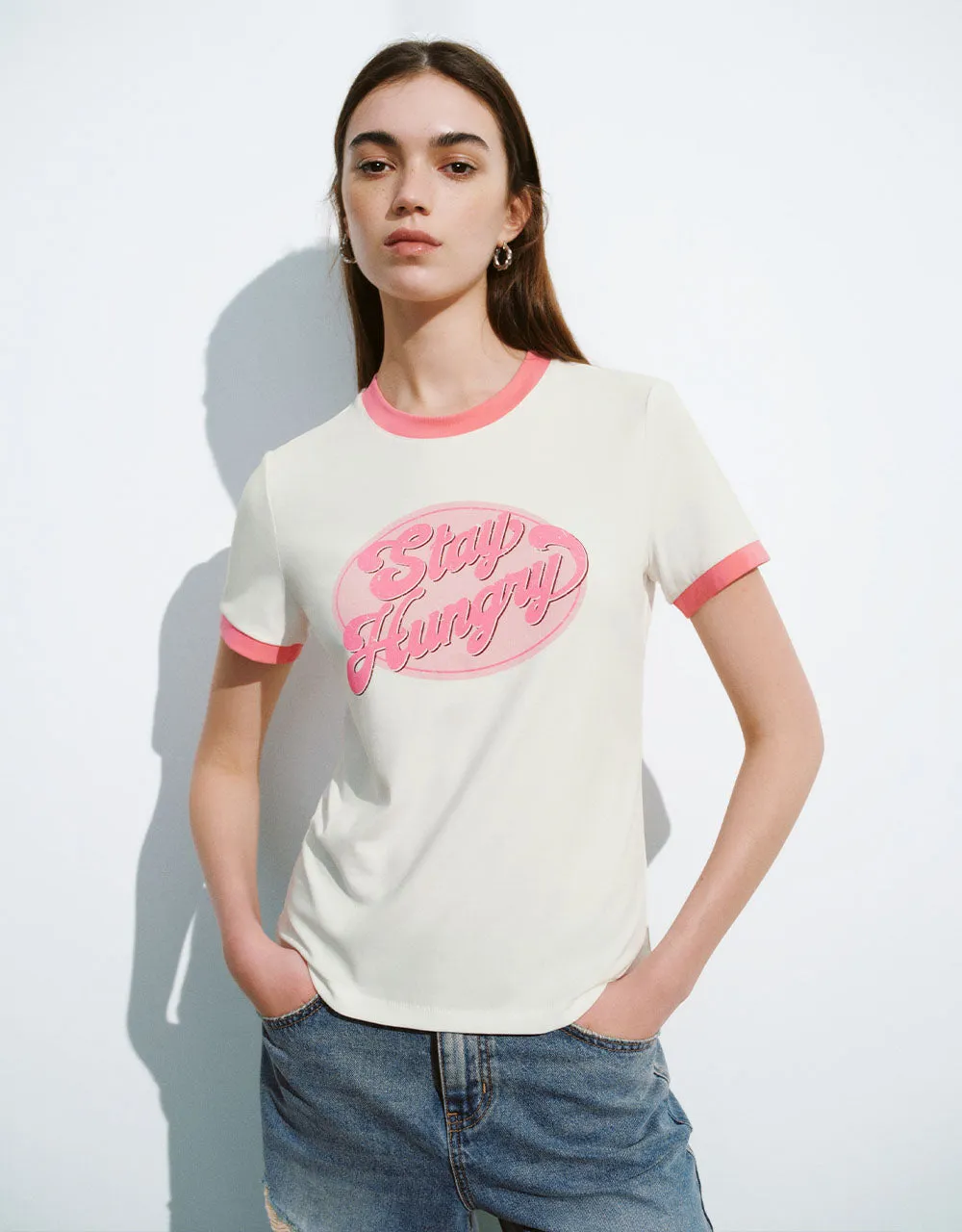 Printed Crew Neck Straight T-Shirt sold by Urban Revivo