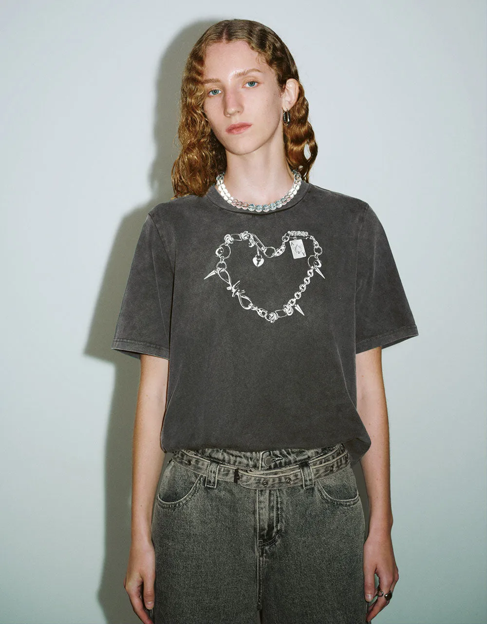 Printed Crew Neck Loose T-Shirt sold by Urban Revivo