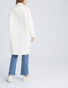 Textured Floral Embroidery Button Up Lightweight Winter Coat sold by Urban Revivo