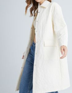 Textured Floral Embroidery Button Up Lightweight Winter Coat sold by Urban Revivo