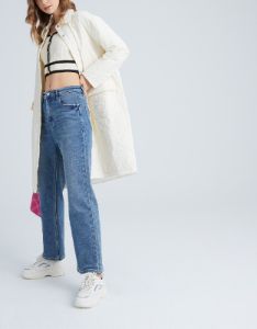 Textured Floral Embroidery Button Up Lightweight Winter Coat sold by Urban Revivo