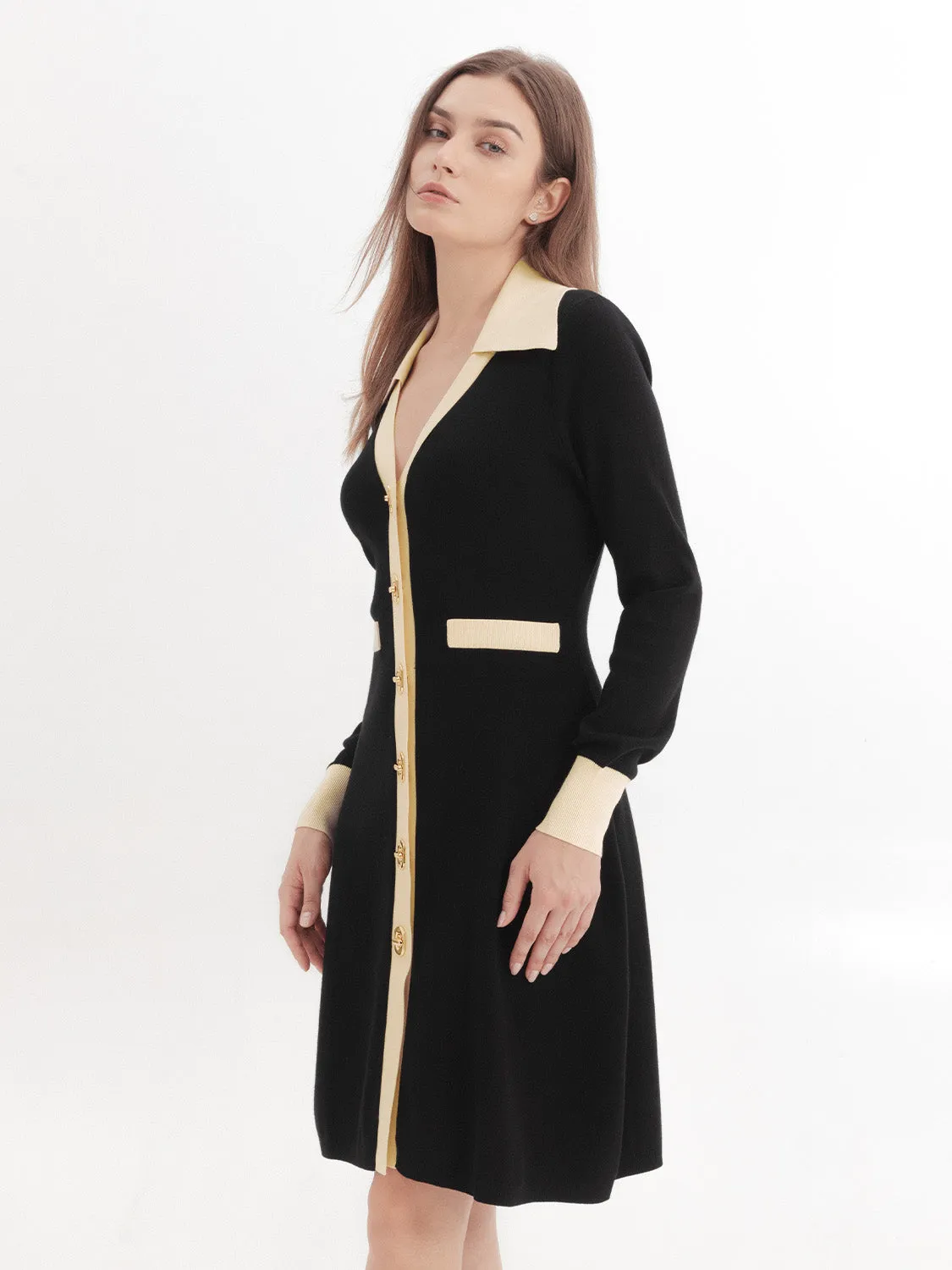 Collared Neck Skinny Knitted Dress sold by Urban Revivo product image thumbnail 3