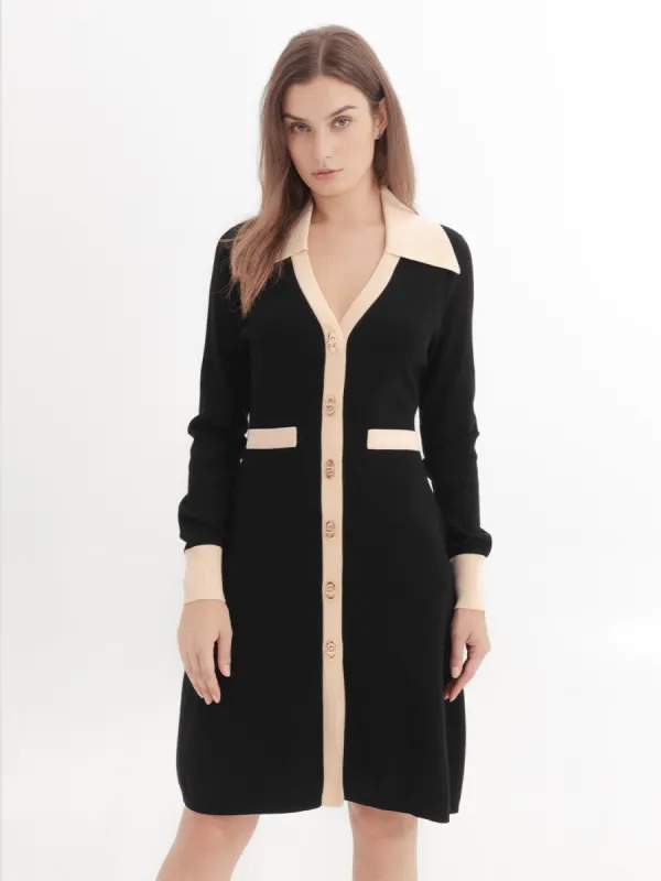 Collared Neck Skinny Knitted Dress sold by Urban Revivo