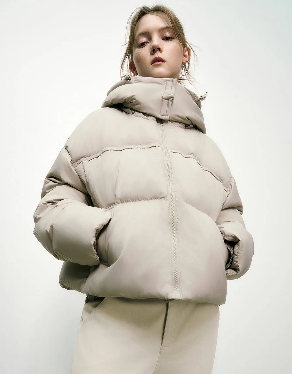 Hooded Straight Puffer Jacket sold by Urban Revivo
