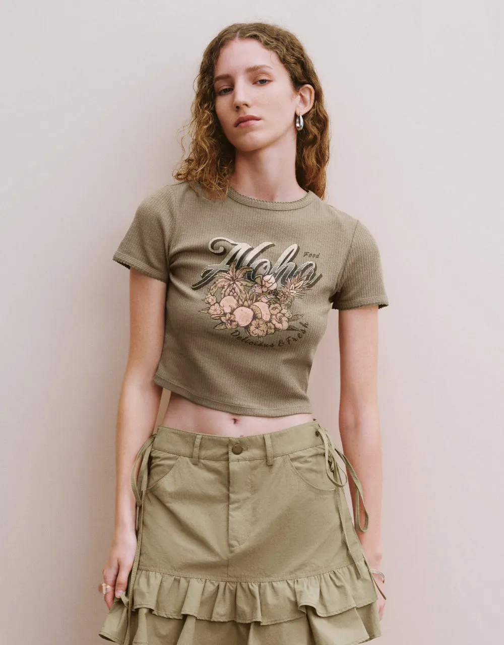 Printed Crew Neck Knitted T-Shirt sold by Urban Revivo