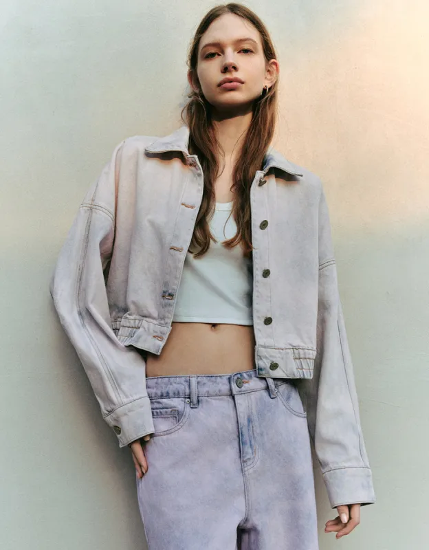 Drop Shoulder Sleeve Denim Jacket sold by Urban Revivo