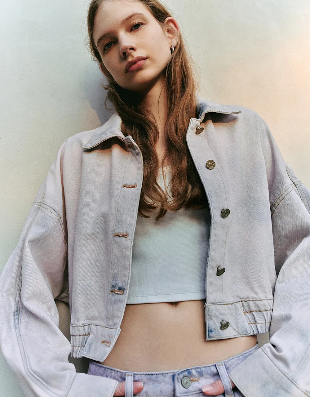 Drop Shoulder Sleeve Denim Jacket sold by Urban Revivo product image thumbnail 3