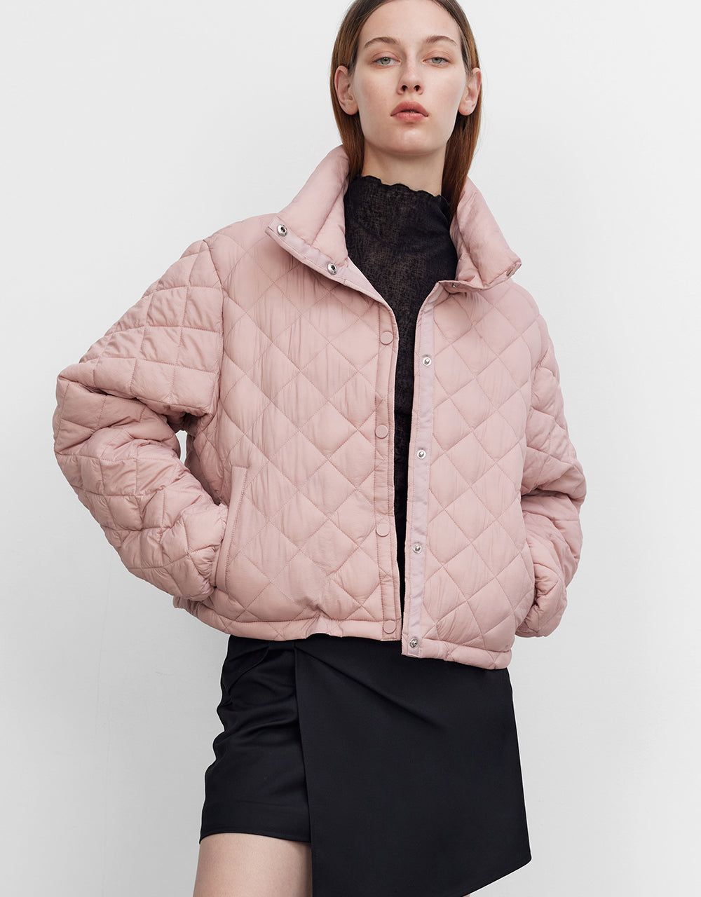 Quilted Embossed Stand Collar Padded Coat sold by Urban Revivo product image thumbnail 3