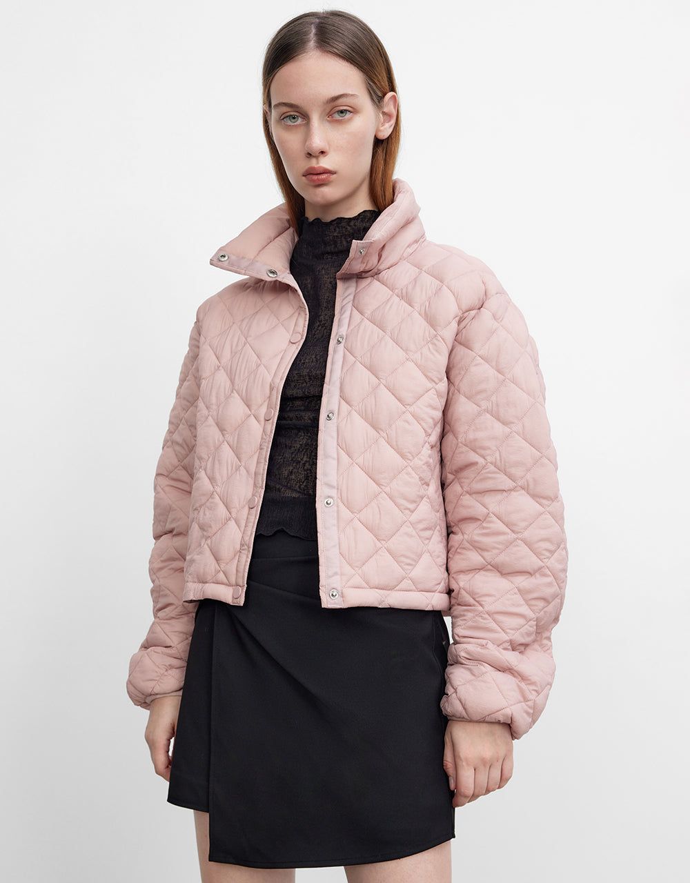 Quilted Embossed Stand Collar Padded Coat sold by Urban Revivo