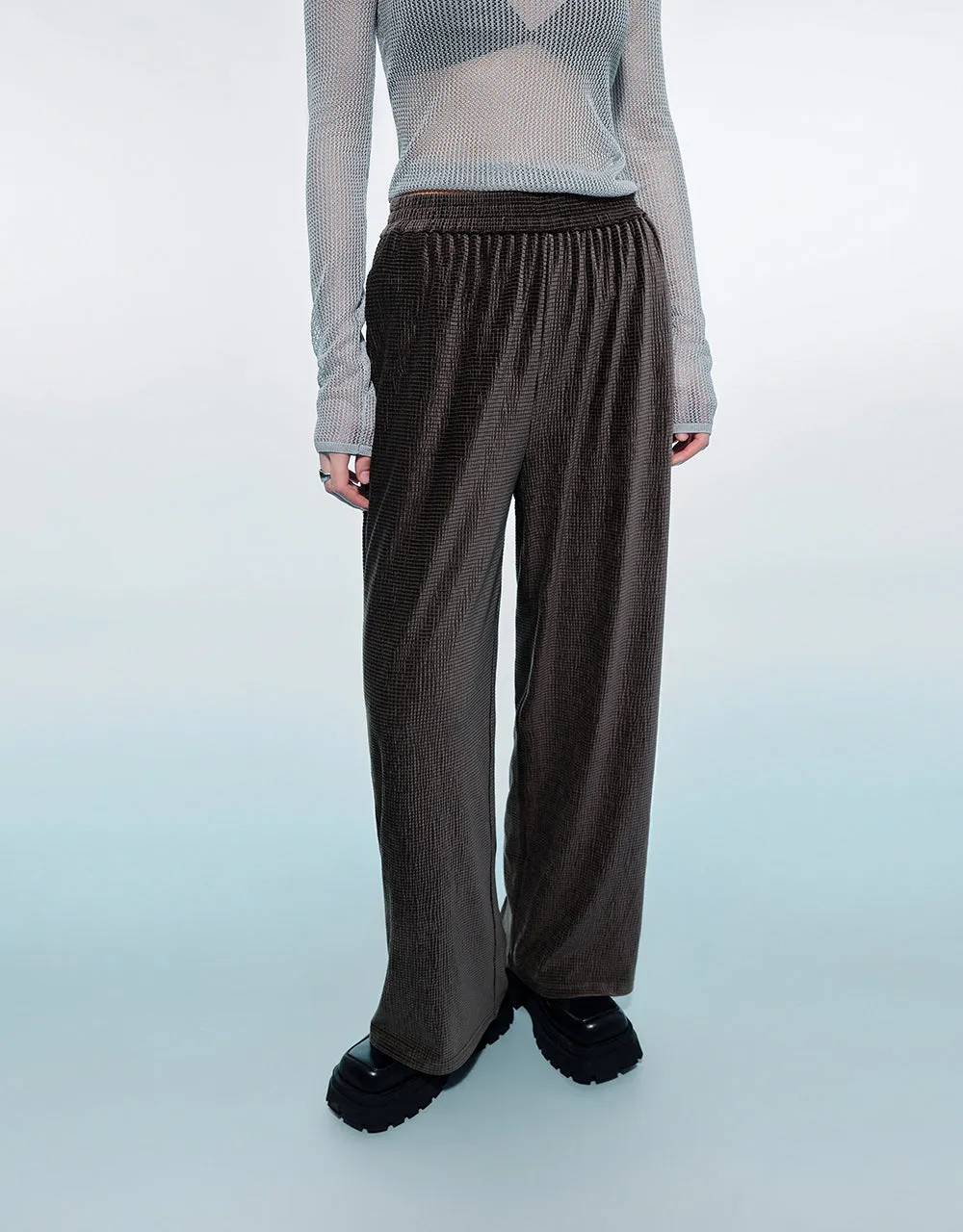 Elastic Waist Knitted Straight Pants sold by Urban Revivo product image thumbnail 2
