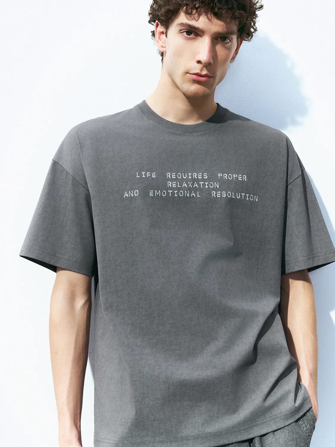 Printed Crew Neck Loose T-Shirt sold by Urban Revivo
