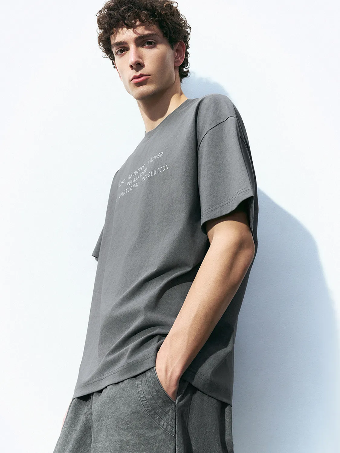 Printed Crew Neck Loose T-Shirt sold by Urban Revivo product image thumbnail 4