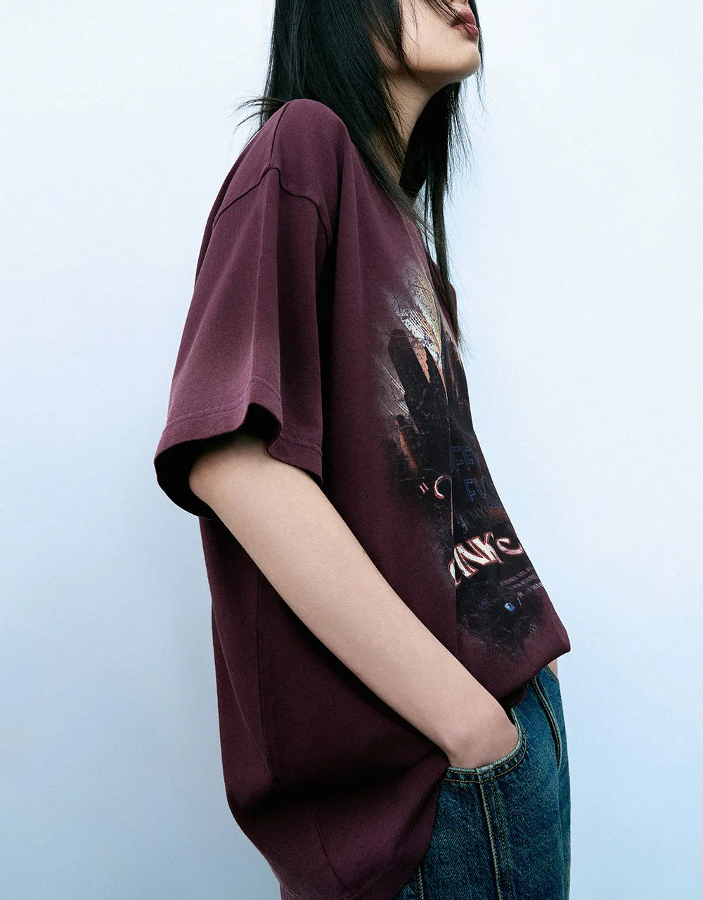 Printed Crew Neck Loose T-Shirt sold by Urban Revivo product image thumbnail 3