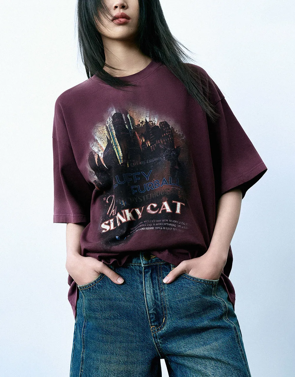 Printed Crew Neck Loose T-Shirt sold by Urban Revivo product image thumbnail 2