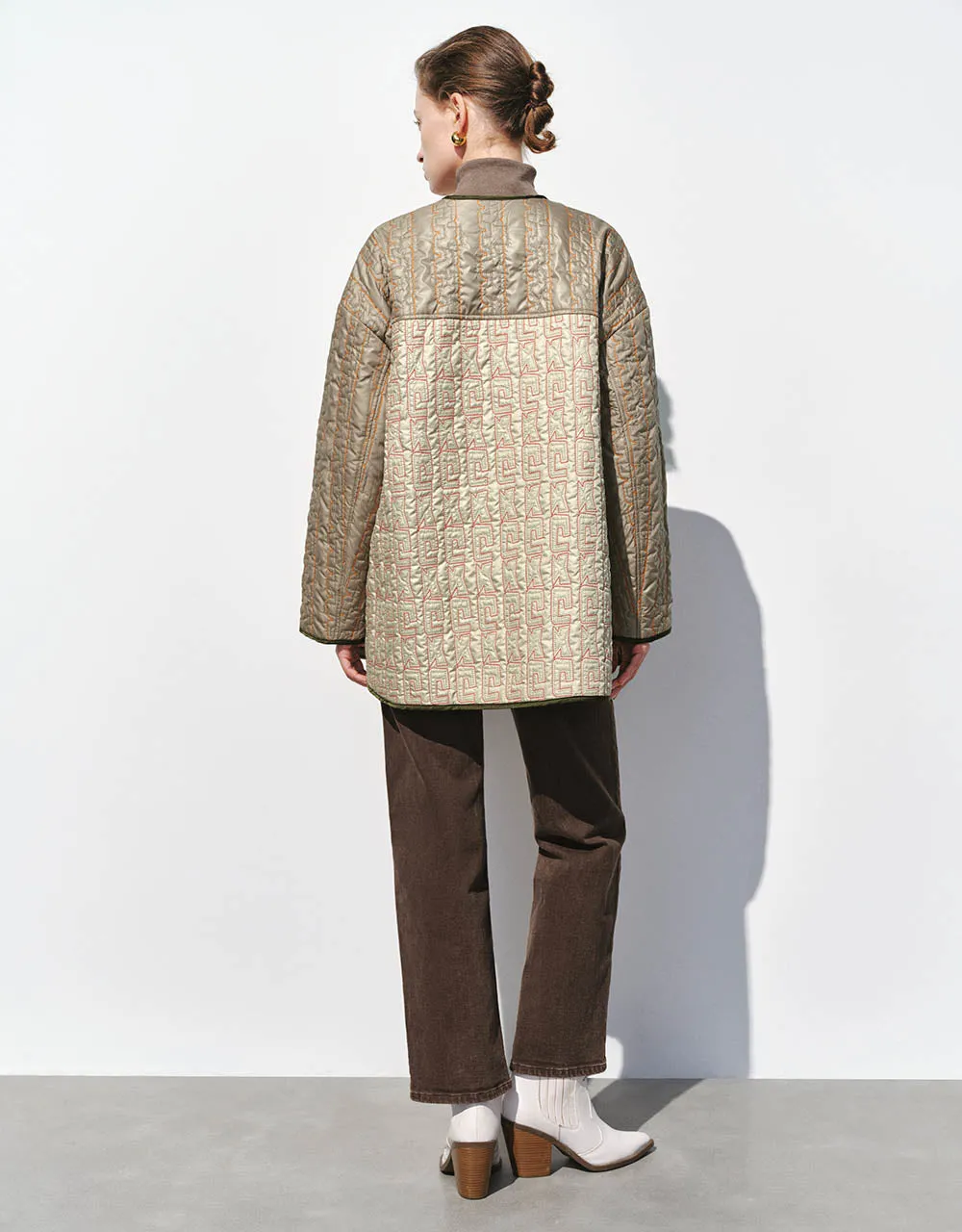 Embossed U Neck Padded Coat sold by Urban Revivo product image thumbnail 4