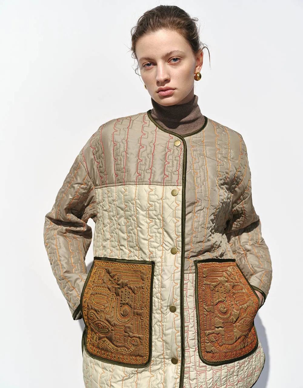 Embossed U Neck Padded Coat sold by Urban Revivo product image thumbnail 5