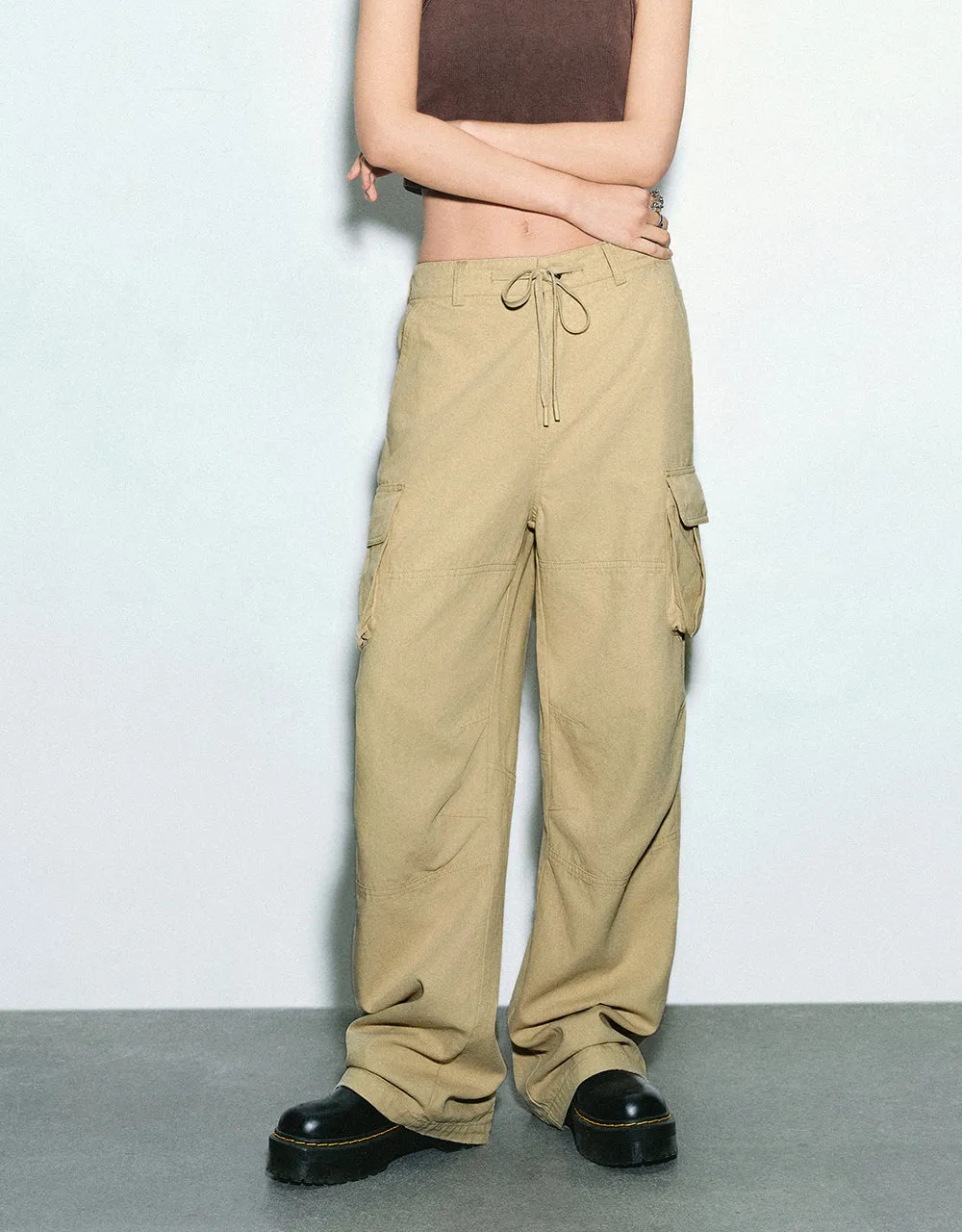 Drawstring Waist Straight Pants sold by Urban Revivo product image thumbnail 2