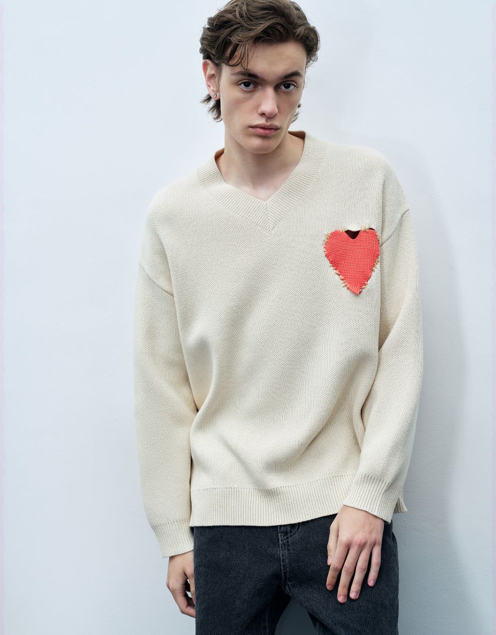 Heart Print Knit T-Shirt sold by Urban Revivo