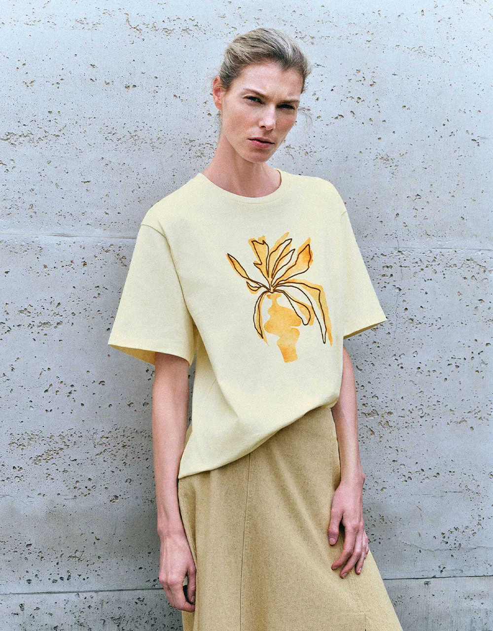 Printed Crew Neck Loose T-Shirt sold by Urban Revivo