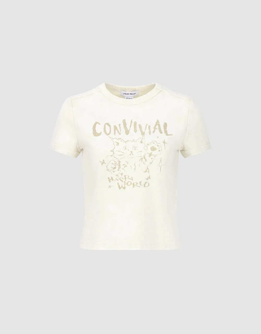 Kitty Printed Crew Neck Skinny T-Shirt sold by Urban Revivo