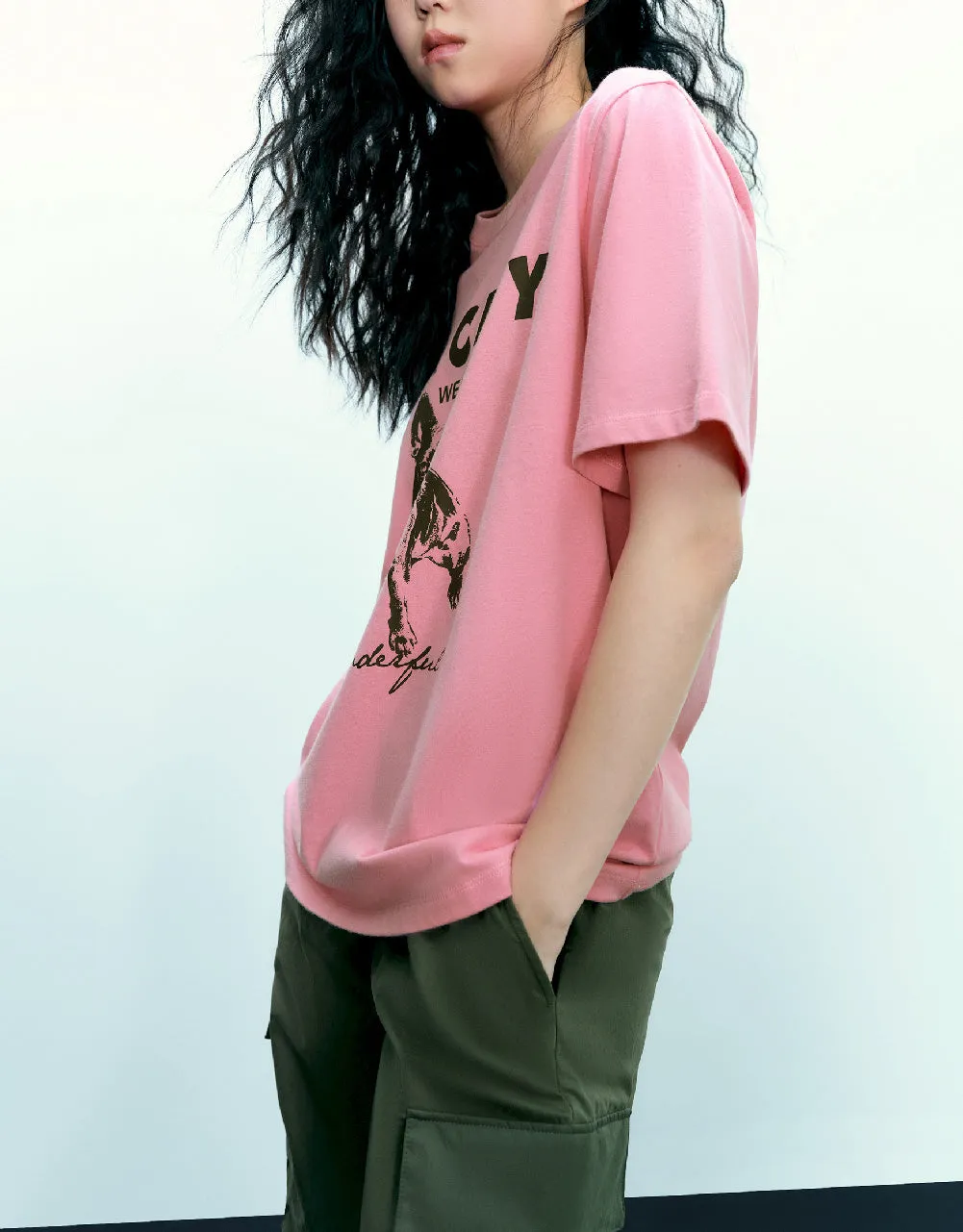 Printed Crew Neck Straight T-Shirt sold by Urban Revivo product image thumbnail 3