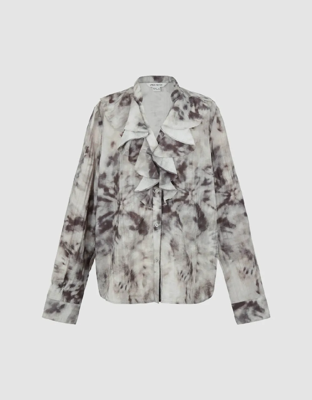 Ruffle Printed V-Neck Straight Shirt sold by Urban Revivo product image thumbnail 2