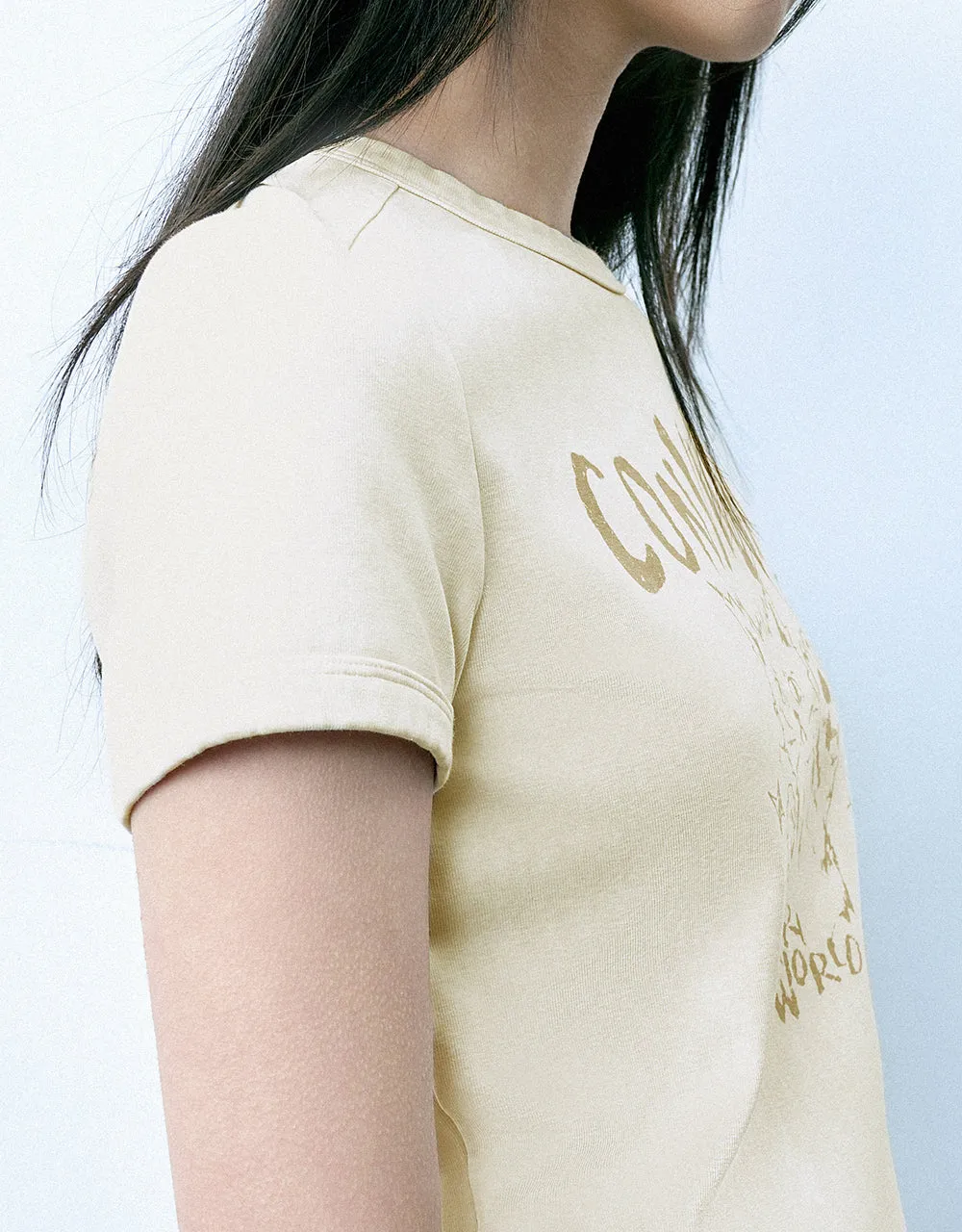 Kitty Printed Crew Neck Skinny T-Shirt sold by Urban Revivo product image thumbnail 4