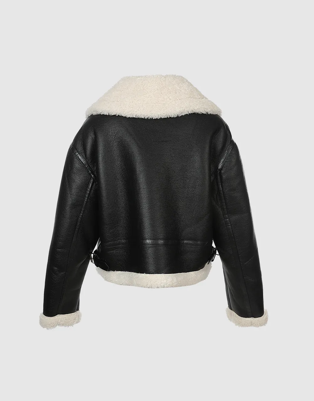 Faux Leather Shearling Jacket sold by Urban Revivo product image thumbnail 5