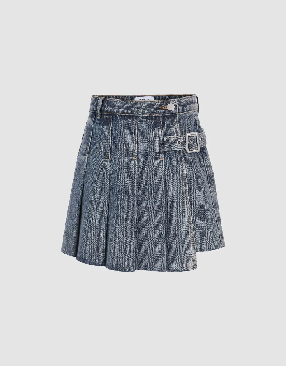 Pleated Mini Denim Skort sold by Urban Revivo