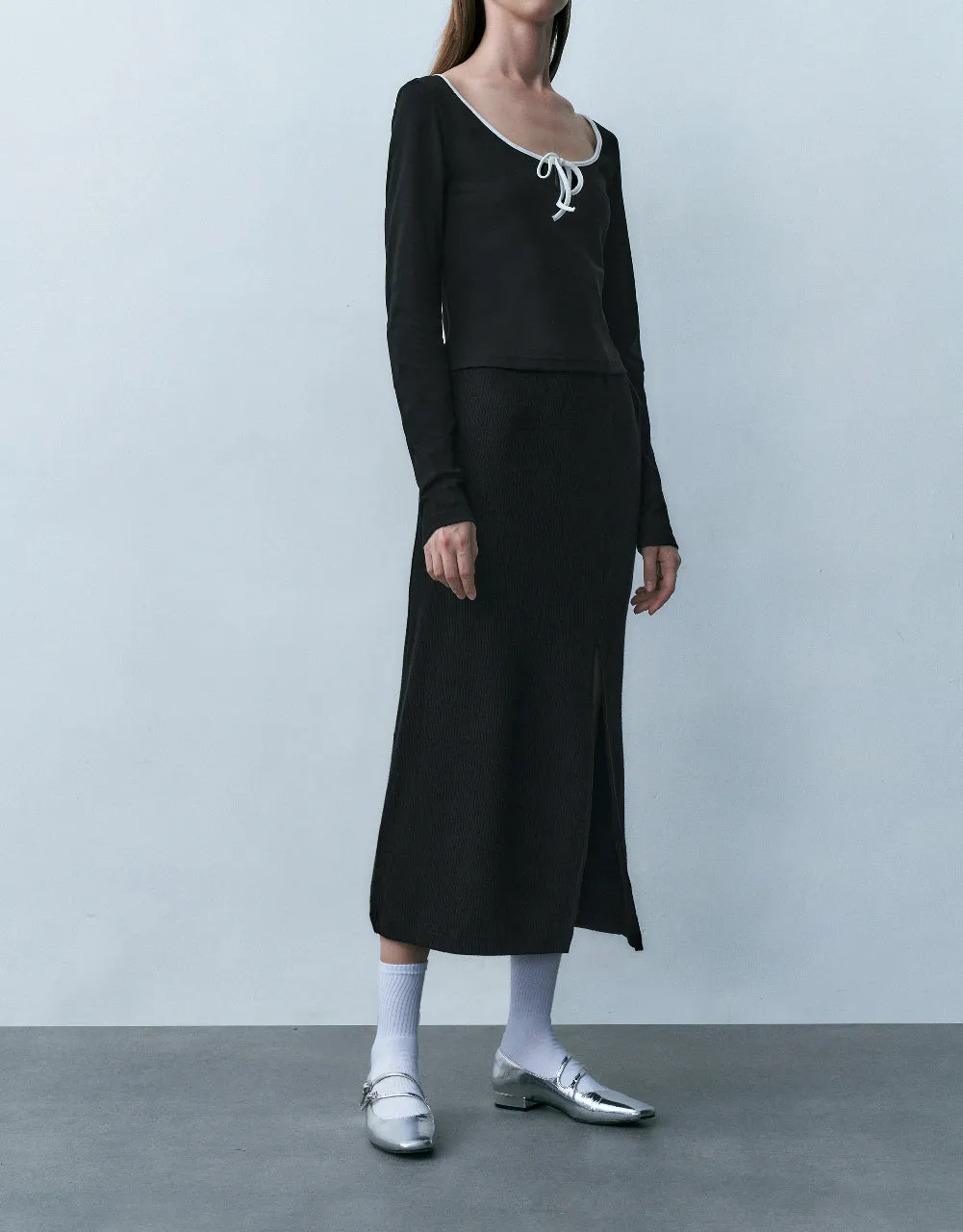 Split Hem Knitted Balloon Skirt sold by Urban Revivo product image thumbnail 4