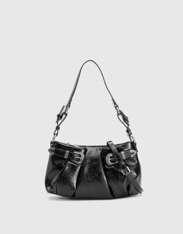 Ruched Vegan Leather Shoulder Bag sold by Urban Revivo