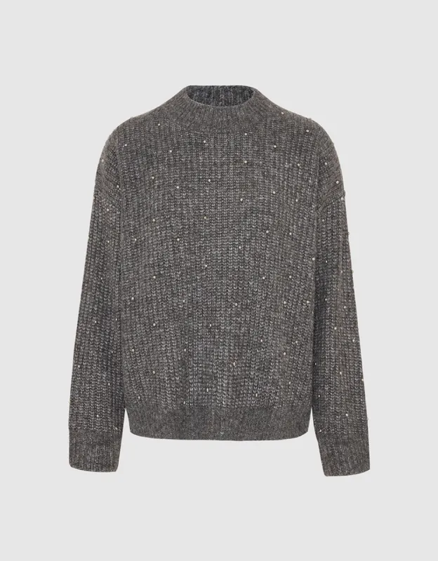 Rhinestones Décor Straight Sweater sold by Urban Revivo