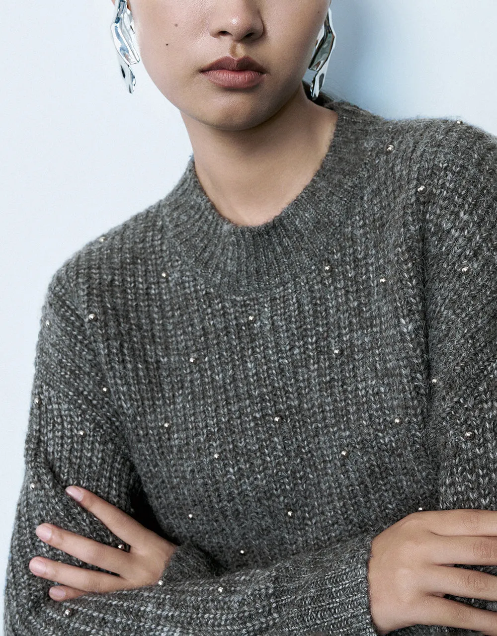 Rhinestones Décor Straight Sweater sold by Urban Revivo product image thumbnail 5