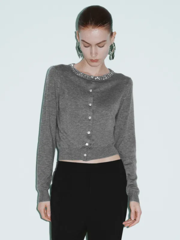 Crew Neck Skinny Knitted Cardigan sold by Urban Revivo