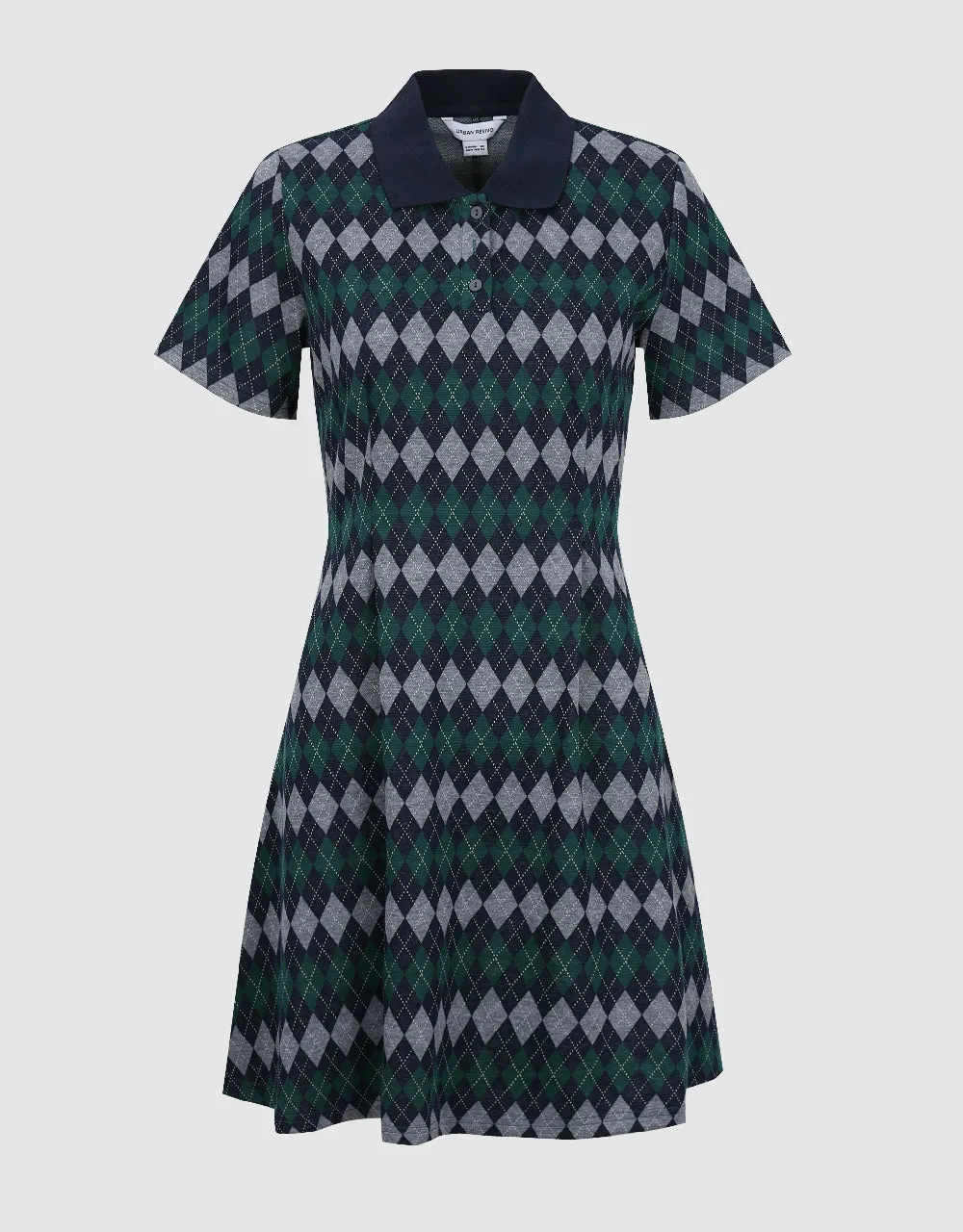 Argyle Printed A-Line Polo Dress sold by Urban Revivo product image thumbnail 2
