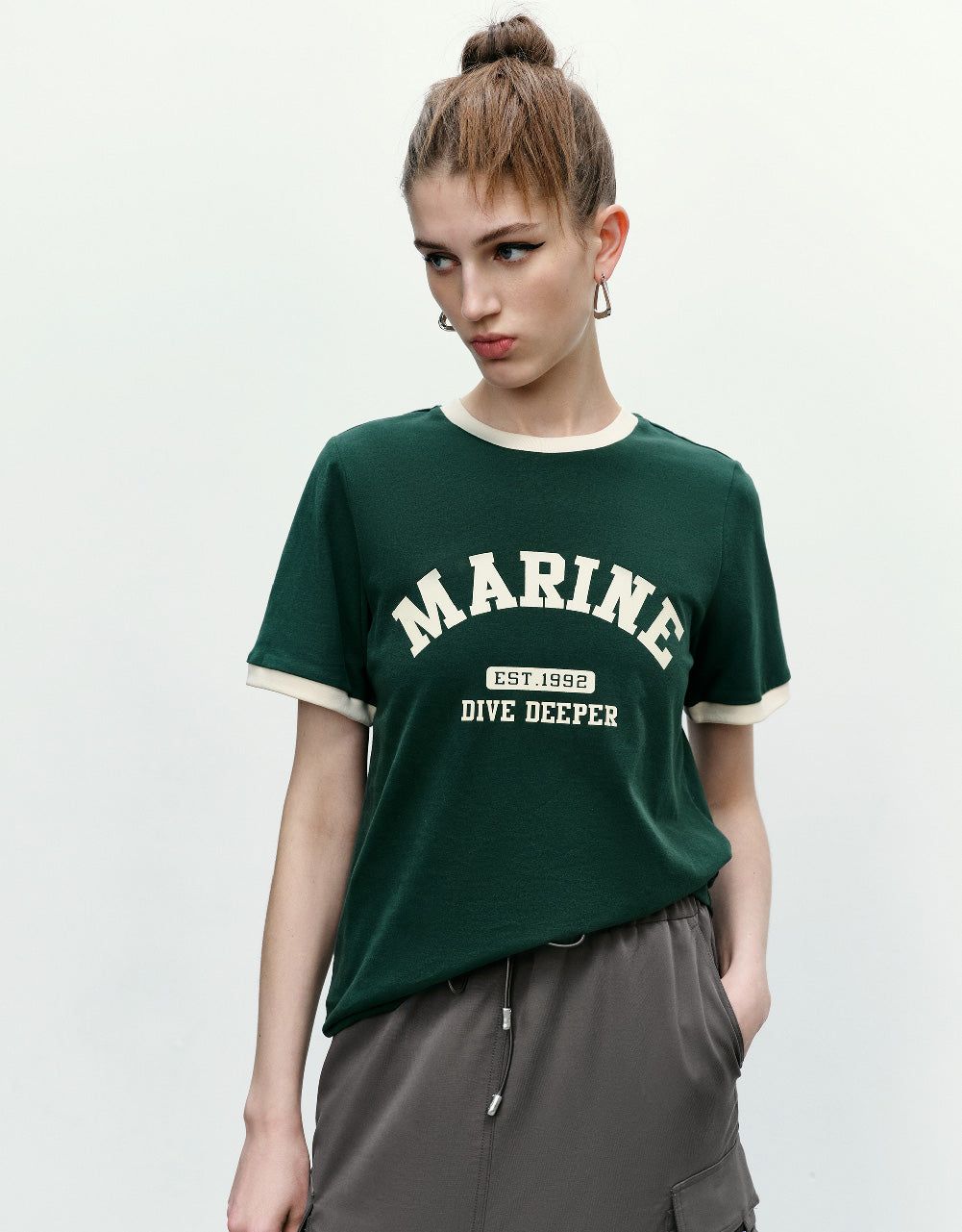 Letter Printed Crew Neck Loose T-Shirt sold by Urban Revivo product image thumbnail 3