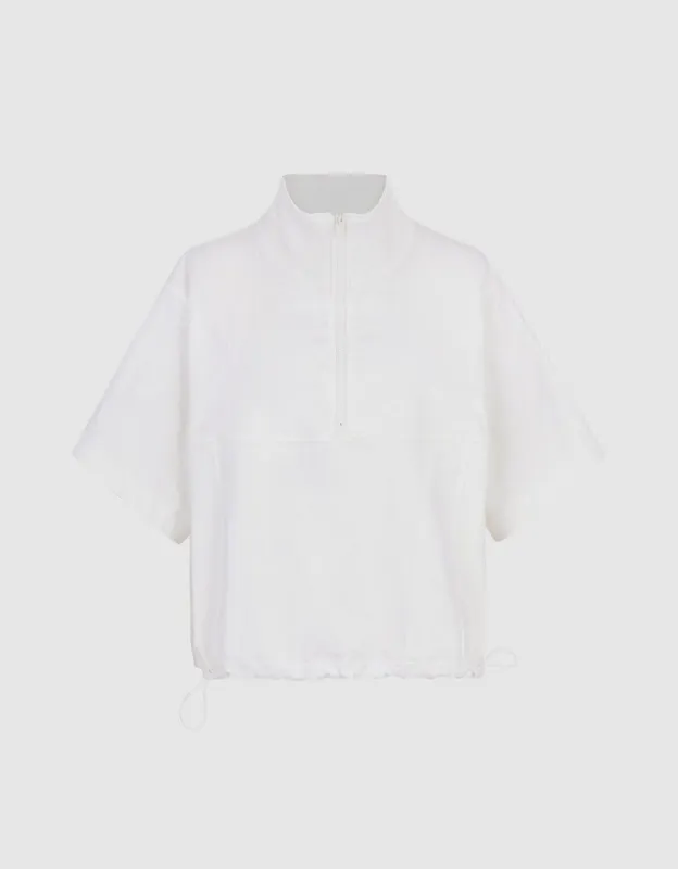 Elastic Hem Half Zip Denim T-Shirt made by Urban Revivo