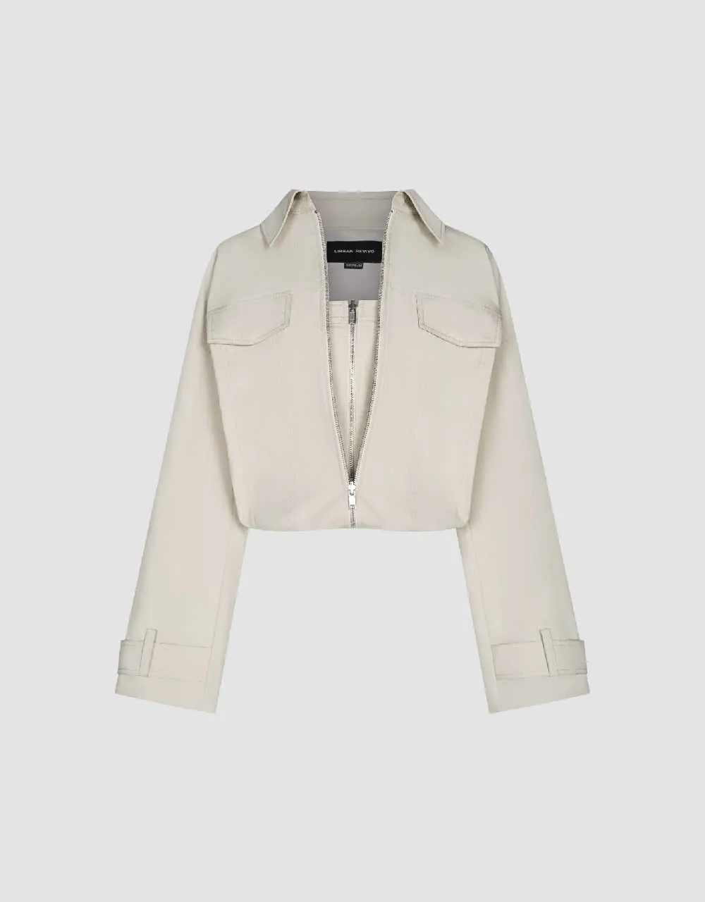 Zipper Front Lapel Jacket sold by Urban Revivo product image thumbnail 2