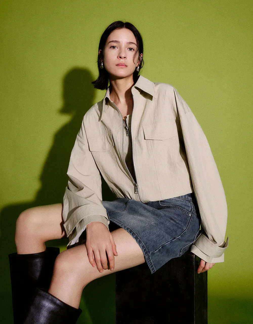 Zipper Front Lapel Jacket sold by Urban Revivo product image thumbnail 3