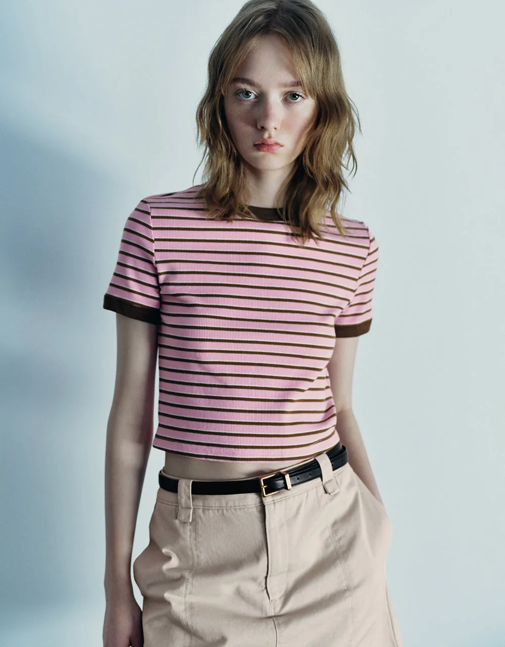 Striped Crew Neck Knitted T-Shirt sold by Urban Revivo