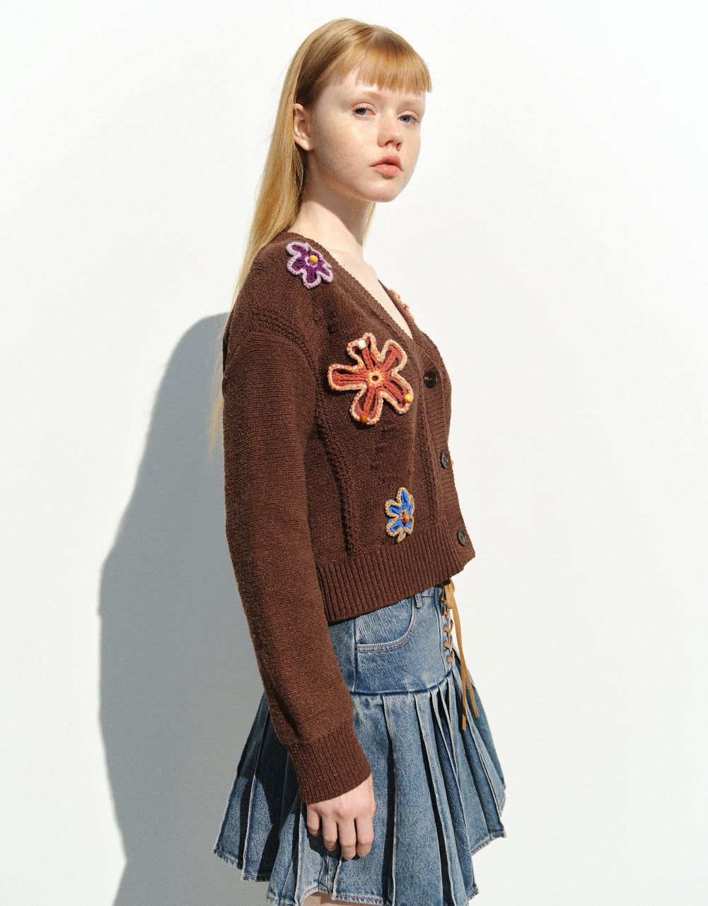 Flower Embroidered V-Neck Knitted Cardigan sold by Urban Revivo product image thumbnail 3