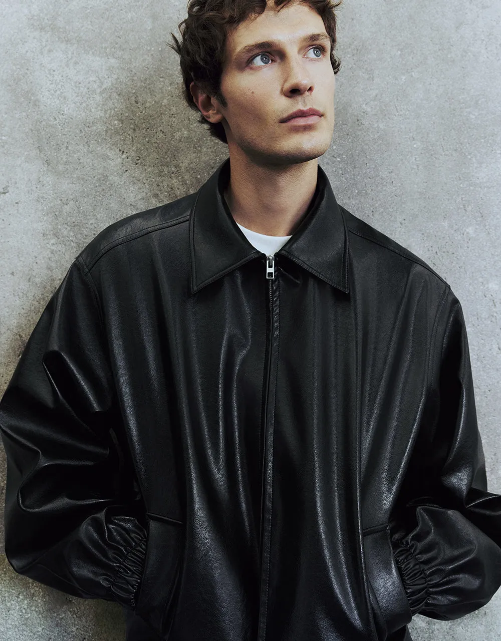 Zipper Front Vegan Leather Jacket sold by Urban Revivo product image thumbnail 4